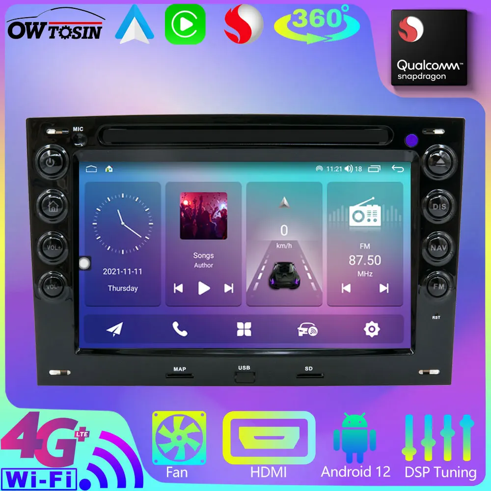 UIS7870 12G+256G Android 13 Car GPS Navigation Player For Renault Megane 2 2002-2009 Bluetooth 5.0 Wireless CarPlay Radio Screen