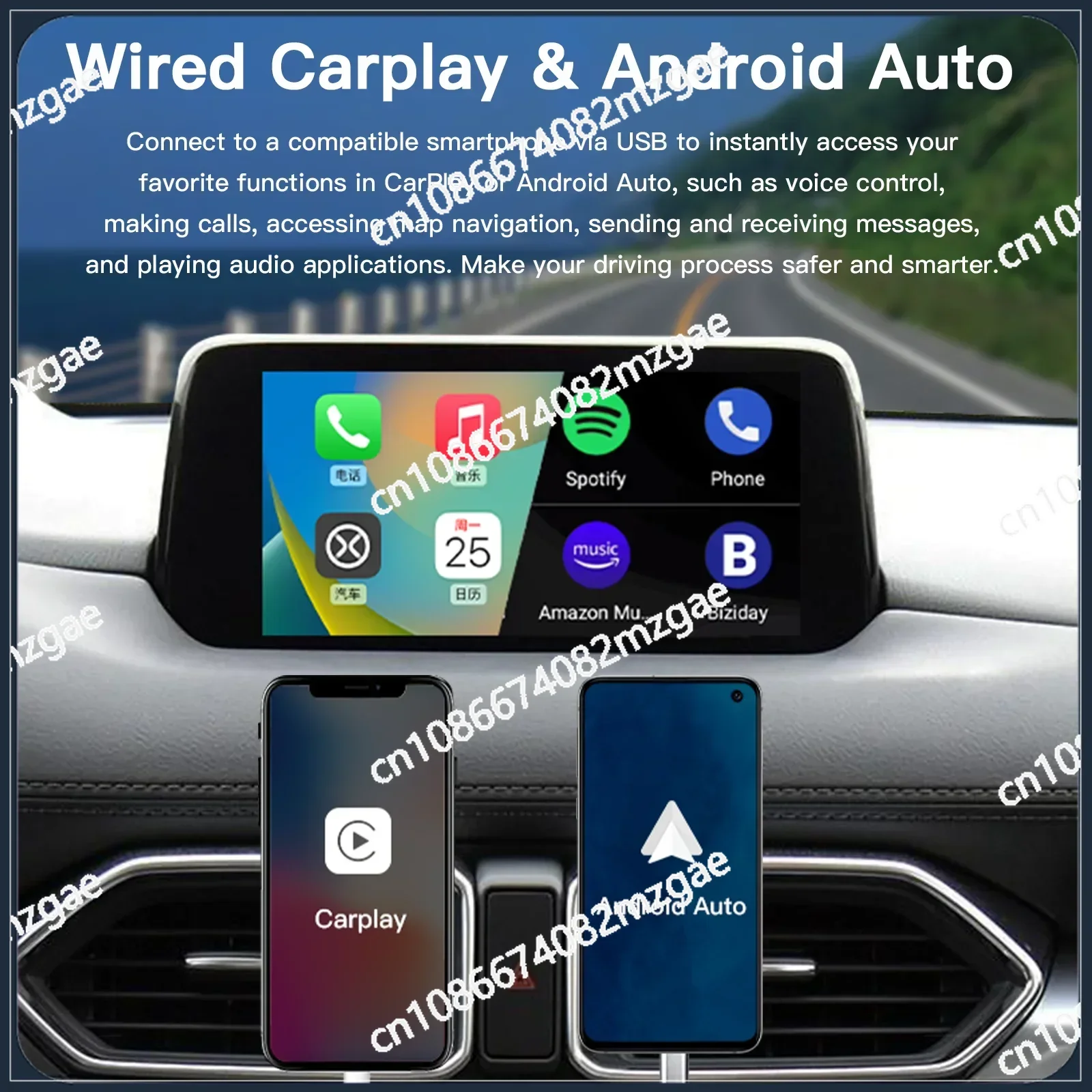 NEW P3 For Wireless CarPlay Android Auto Adapter USB Hub OEM for Retrofit Mazda 2 3 6 CX3 CX5 CX8 CX9 MX5 TK78669U0C Kit view 5