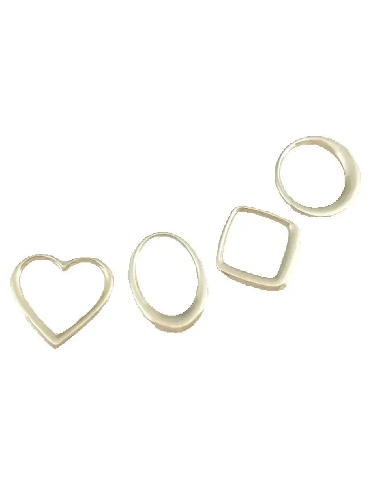 

14K gold diy geometric frame hand made accessories peach heart round oval diamond earrings and rings