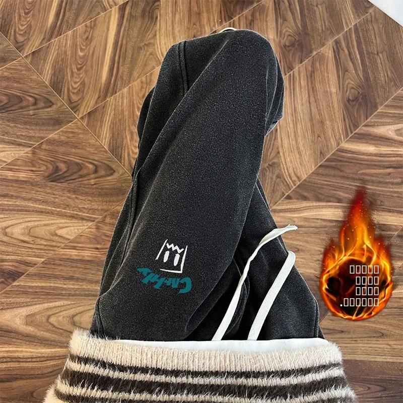 

Мужские повседневные брюки Thiened Fce прямого кроя, осенне-зимние свободные спортивные брюки с широкими штанинами, модные молодежные брендовые брюки