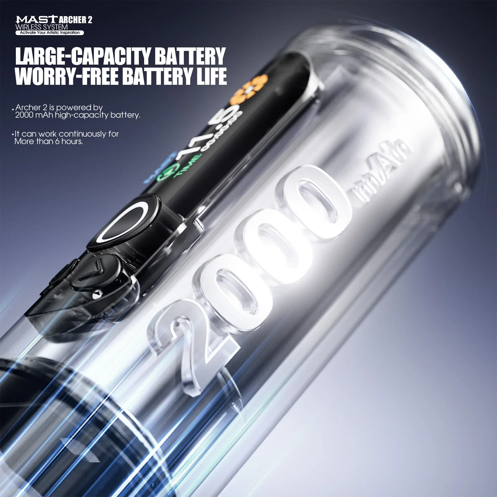 ماست آرتشر 2 مجموعة ماكينة رسم الوشم التجميلي اللاسلكية 3.5 مللي متر السكتة الدماغية 2100 مللي أمبير بطارية فرش السيارات مع مستلزمات خراطيش الإبر ماست برو