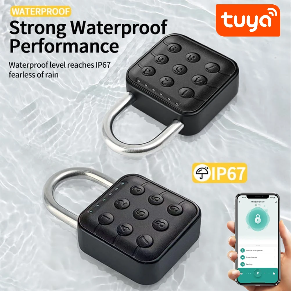 

Tuya Padlock Password Electronic Lock Keyless Quick Unlock Digit Code Padlock IP67 Waterproof