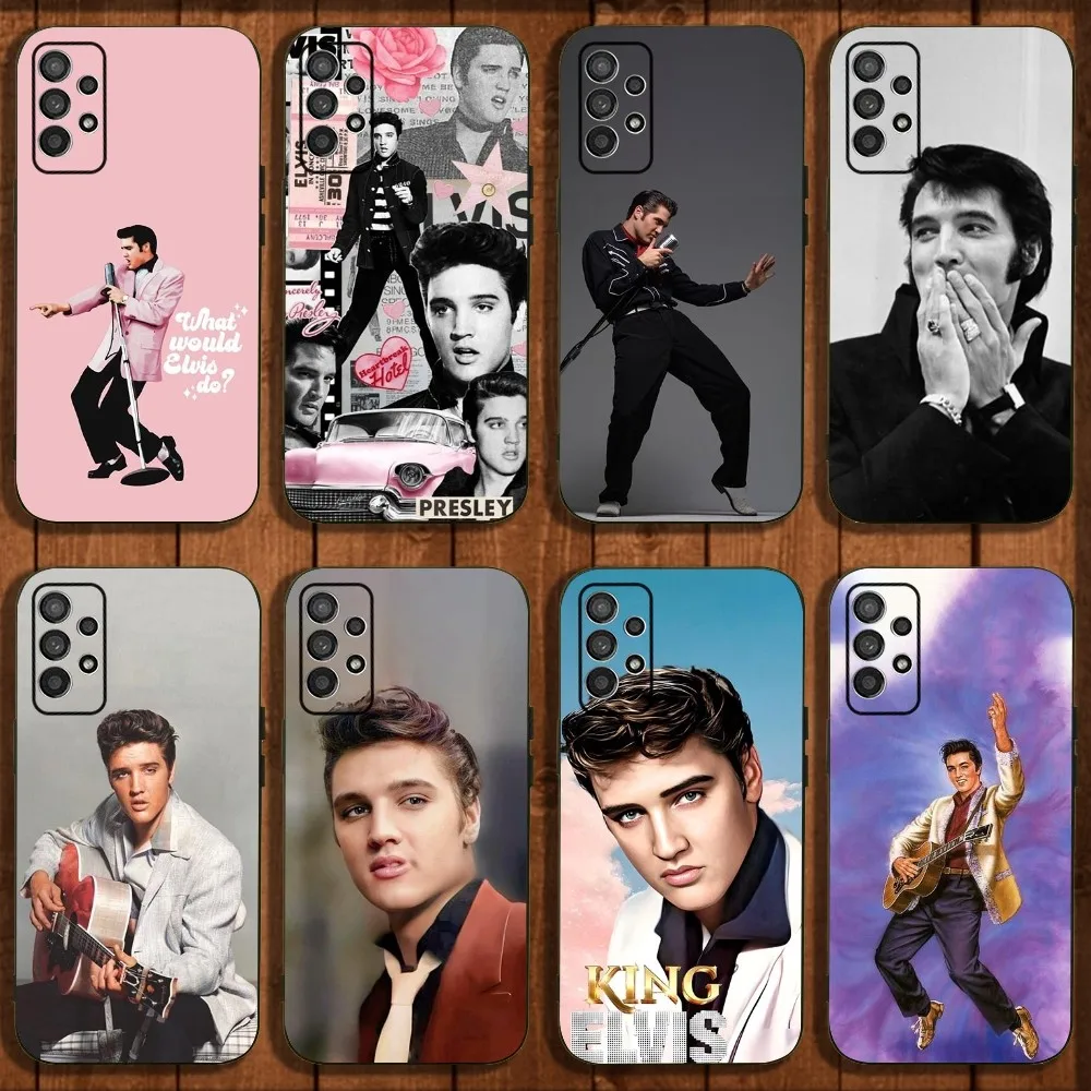 Singer Cat King E-Elvis Phone Case For Samsung Galaxy A13,A21s,A22,A31,A32,A52,A53,A71,A80,A91 Soft Black Cover