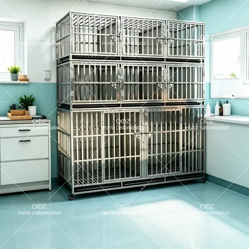 Stainless Steel Dog Cage Small Medium Pet Breeding Foster Kennel With Partition Large Custom Dog Cage