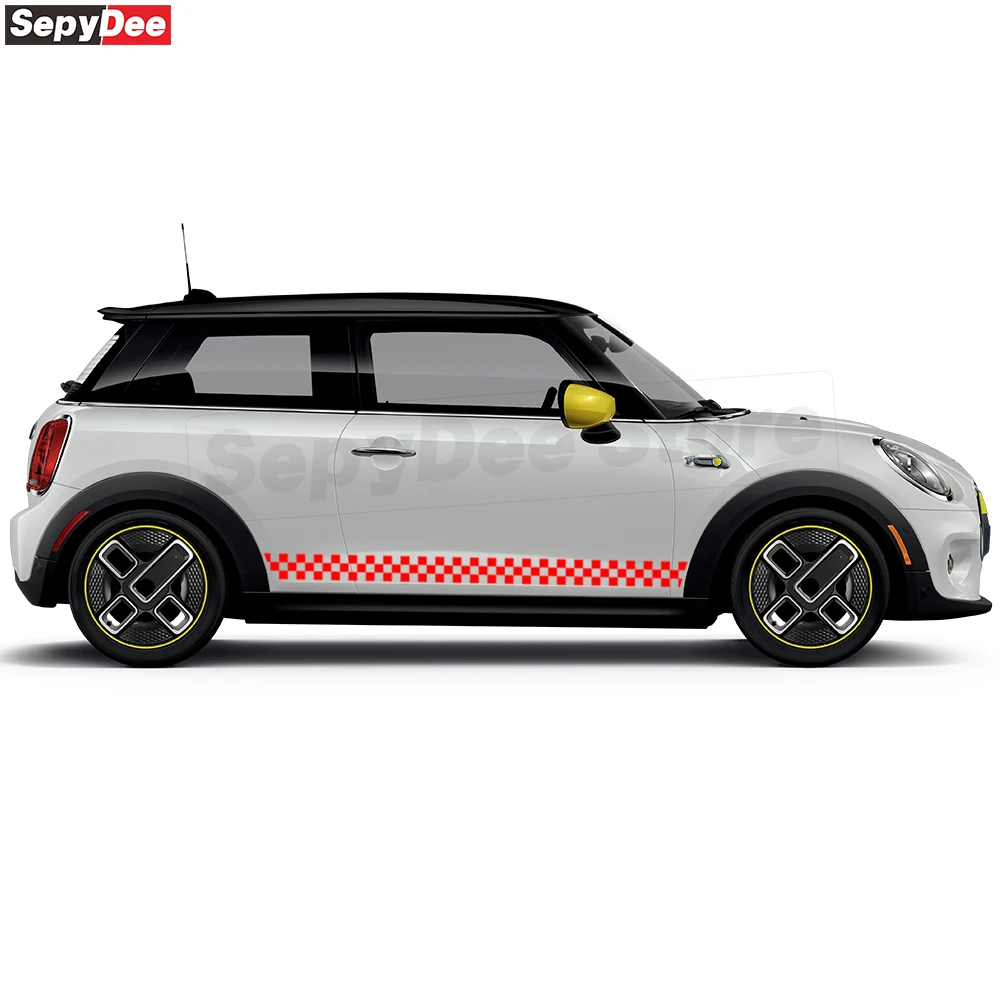 Car Hood Bonnet Checkered Graphic Door Side Sticker for MINI Cooper R50 R52 R53 R56 R57 R58 R59 R61 F55 F56 F57 Car Accessories