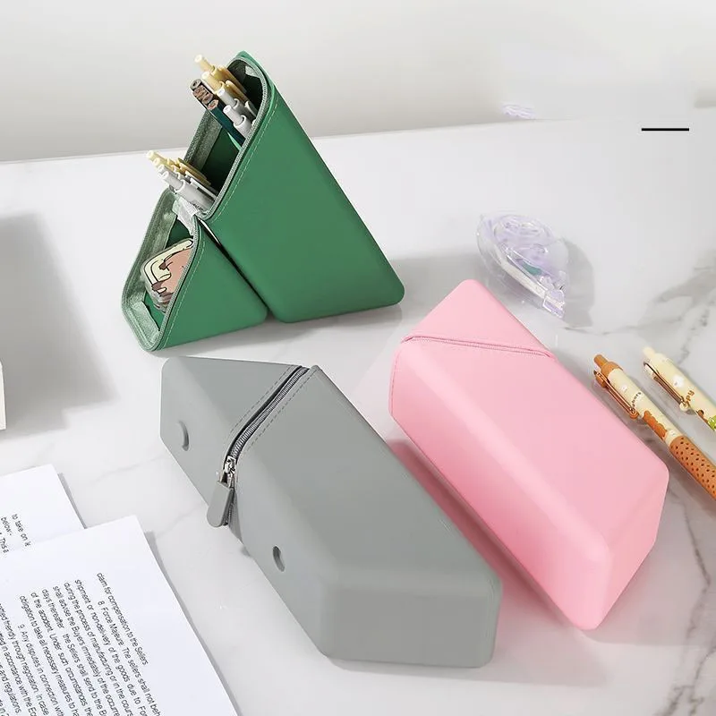 Soft Silicone Pencil Case, Large Capacity Vertical Storage Box, Portable Stationery Box, Makeup Bag, Simple and Fashionable