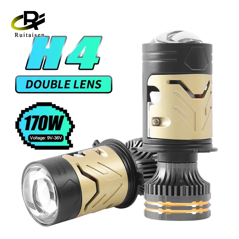 

1 пара светодиодных линз H4, лампа 4574LED, лазерная линза, автомобильная фара Devil Eagle Eye 12 В, 6000 К, 170 Вт, автомобильная лампа