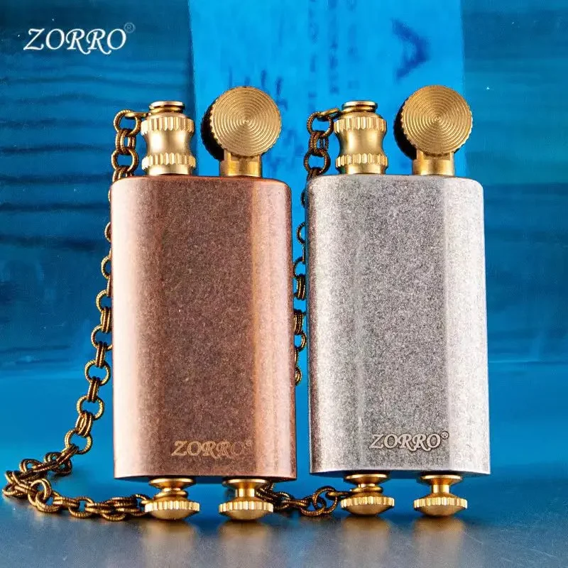 Zorro Retro High-end Brass Belt Chain Grinding Wheel Ignition Creative Corgi Leg Kerosene Lighter Ultra-thin Fashionable Lighter