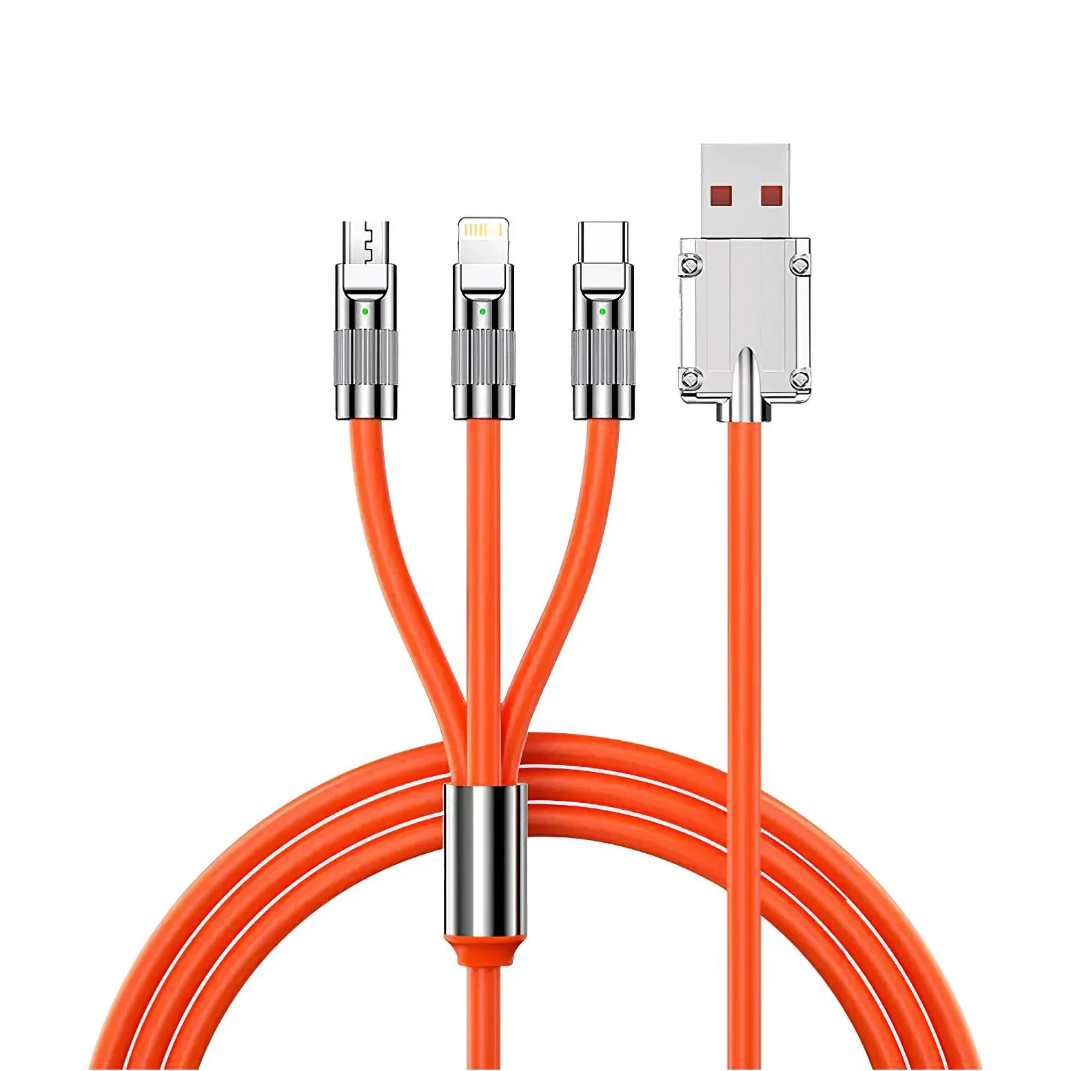 3 in 1 Fast Charging Cable for iPhone iPad Samsung Android Smart Phone(1.2M/4FT)