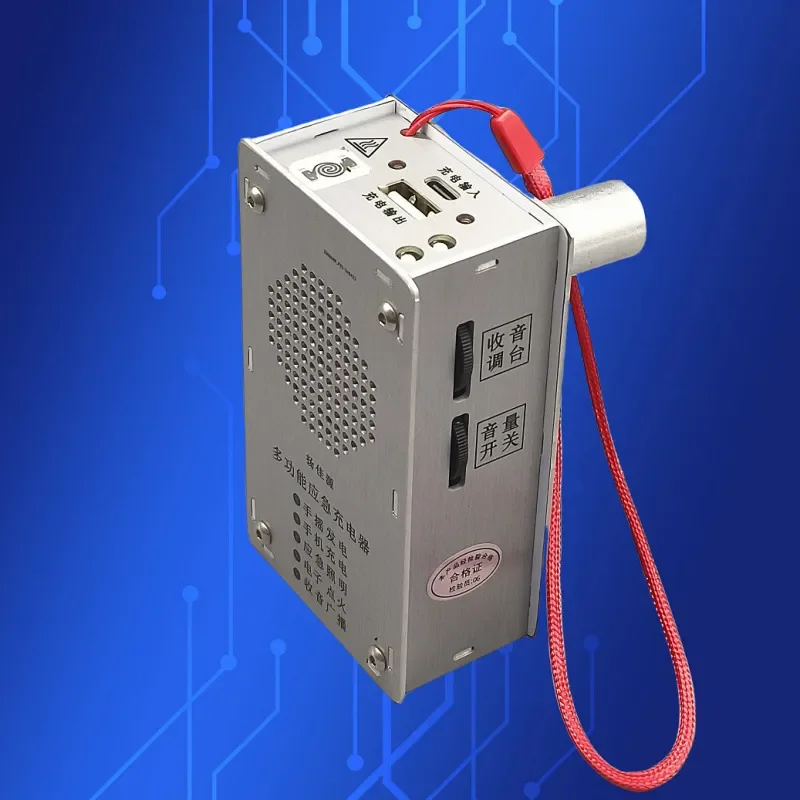 Hand Crank Generator Radio with USB Charging Electronic Igniter and LED Light Decompression Toy Portable Emergency Charger