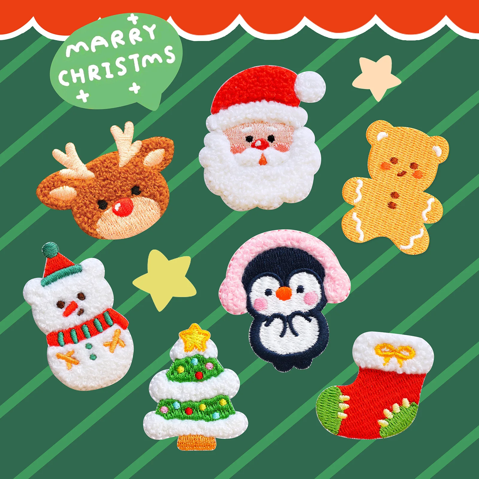 

Embroidered Patch for Clothes Stickers Patches on Clothes Christmas Clothing Embroidery Children's DIY Apparel Sewing Supplies