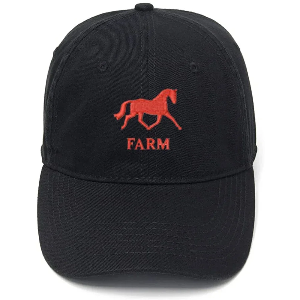 Men's Baseball Cap Horse Farm Embroidery Hat Black Embroidered Casual Baseball Caps