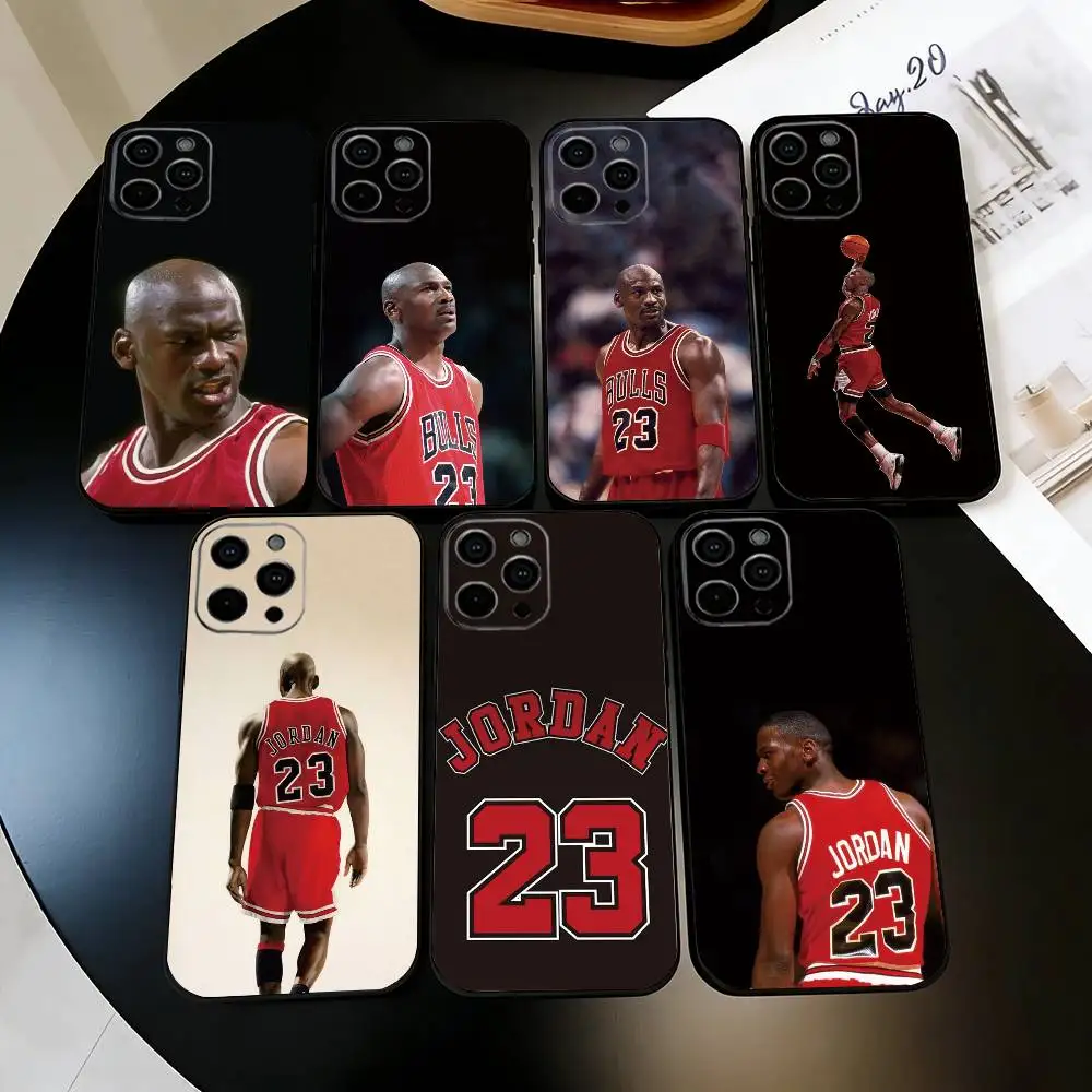 Funda para Teléfono con Diseño de Michael Jordan para iPhone 17, 16, 15, 14, 13, 12, 11 Plus, Pro Max y Otros, Cubierta Negra Suave