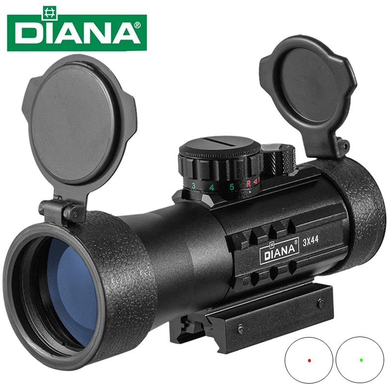 

DIANA 3X44 Red and Green Dot Scope Tactical Optical Rifle Scope with rails for 11 / 20mm Orbital Rifle Scope