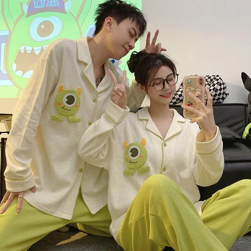 Big Eyed Boy Couple Pajamas Cartoon Cotton Two-piece Set Couple SuitSanrio Men's/Women's Loungewear Big Eyed Boy Women's Pajamas