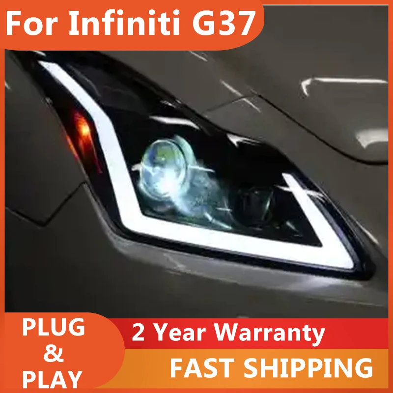 

Car Accessories for Infiniti G37 Headlight 2006-2012 Q60 Front Light DRL Turn Signal High Beam Projector Lens