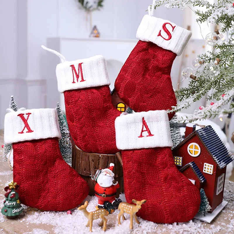 

2023 Christmas Alphabet Knitting Socks Christmas Tree Ornaments Christmas Decorations For Home 2022 Navidad Noel Xmas Gift