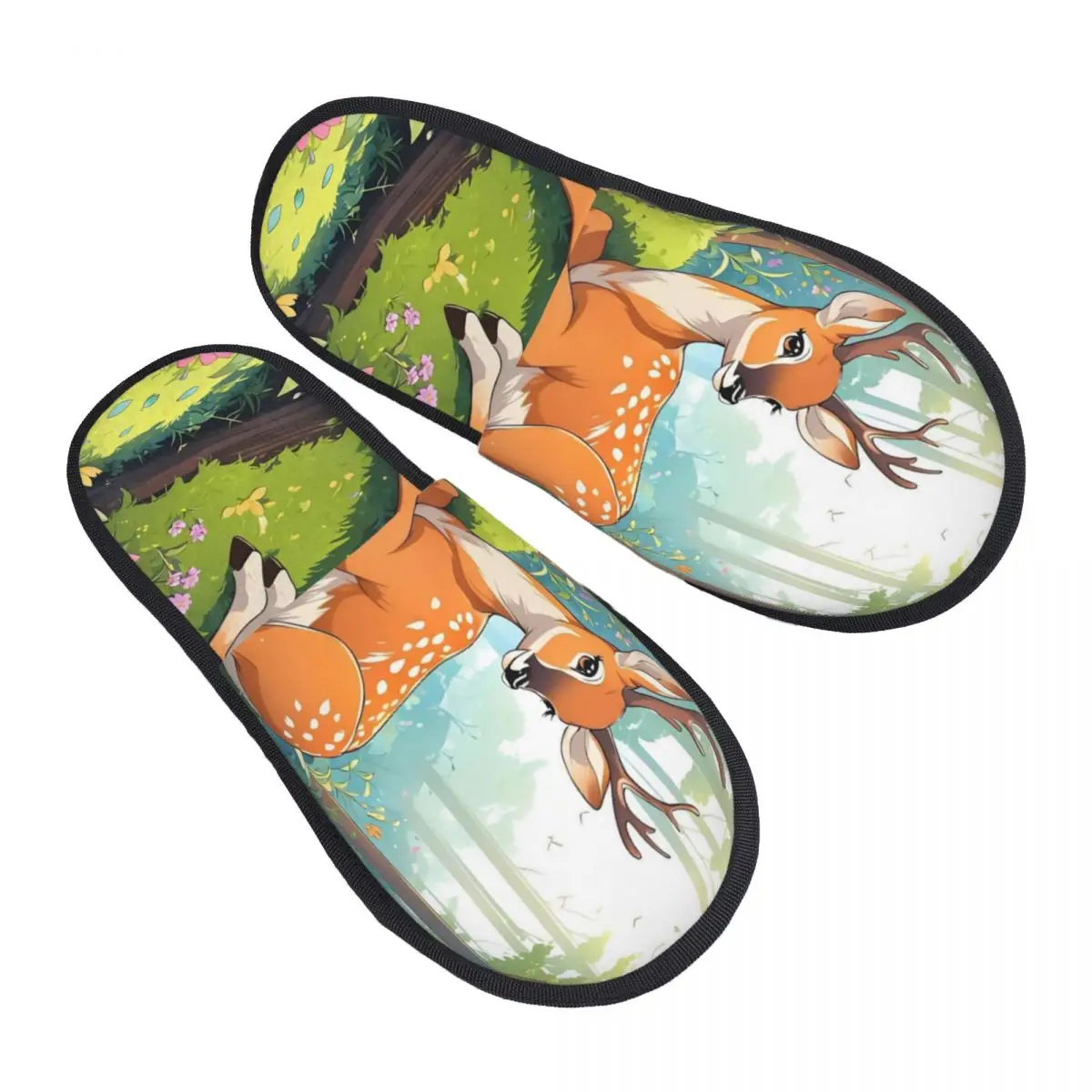 

Домашние тапочки Bambi на заказ, женские мягкие тапочки без шнуровки из пены с эффектом памяти и оленями, спа-тапочки