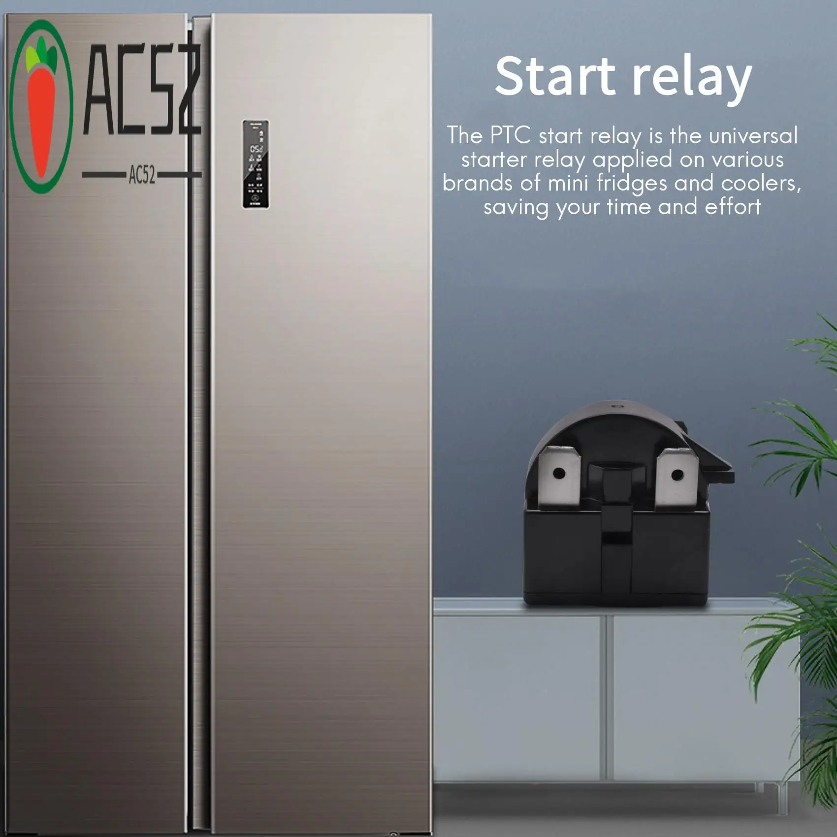AC52-QP2-4.7 PTC Starter Relay 1 Pin Refrigerator Starter Relay And 6750C-0005P Refrigerator Overload Protector