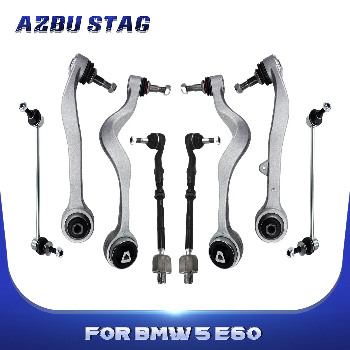 AzbuStag 8Pcs Front Lower Control Arm Tie Rod Suspension for BMW 5 E60 525i 530i 535i 528i 545i 550i M5 2004 2005 2006-2010