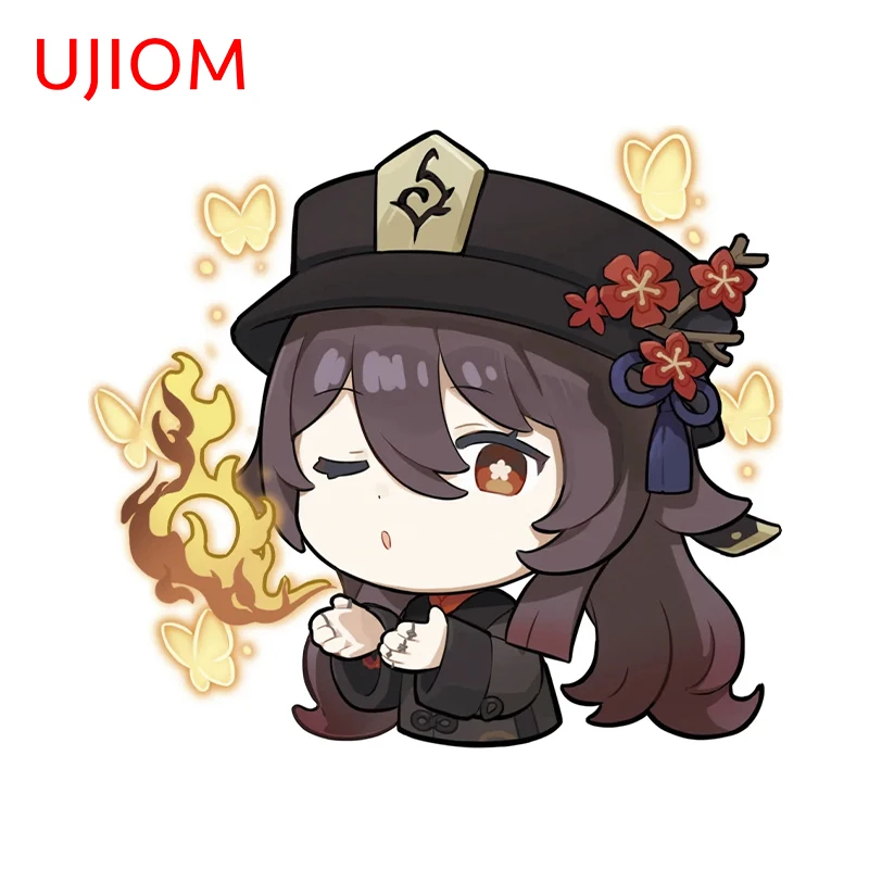 UJIOM 13cm X 11.7cm Hutao Genshin Impact Amusing Wall Stickers Cute Anime Graffiti Decal Creative Art DIY Home  Accessories