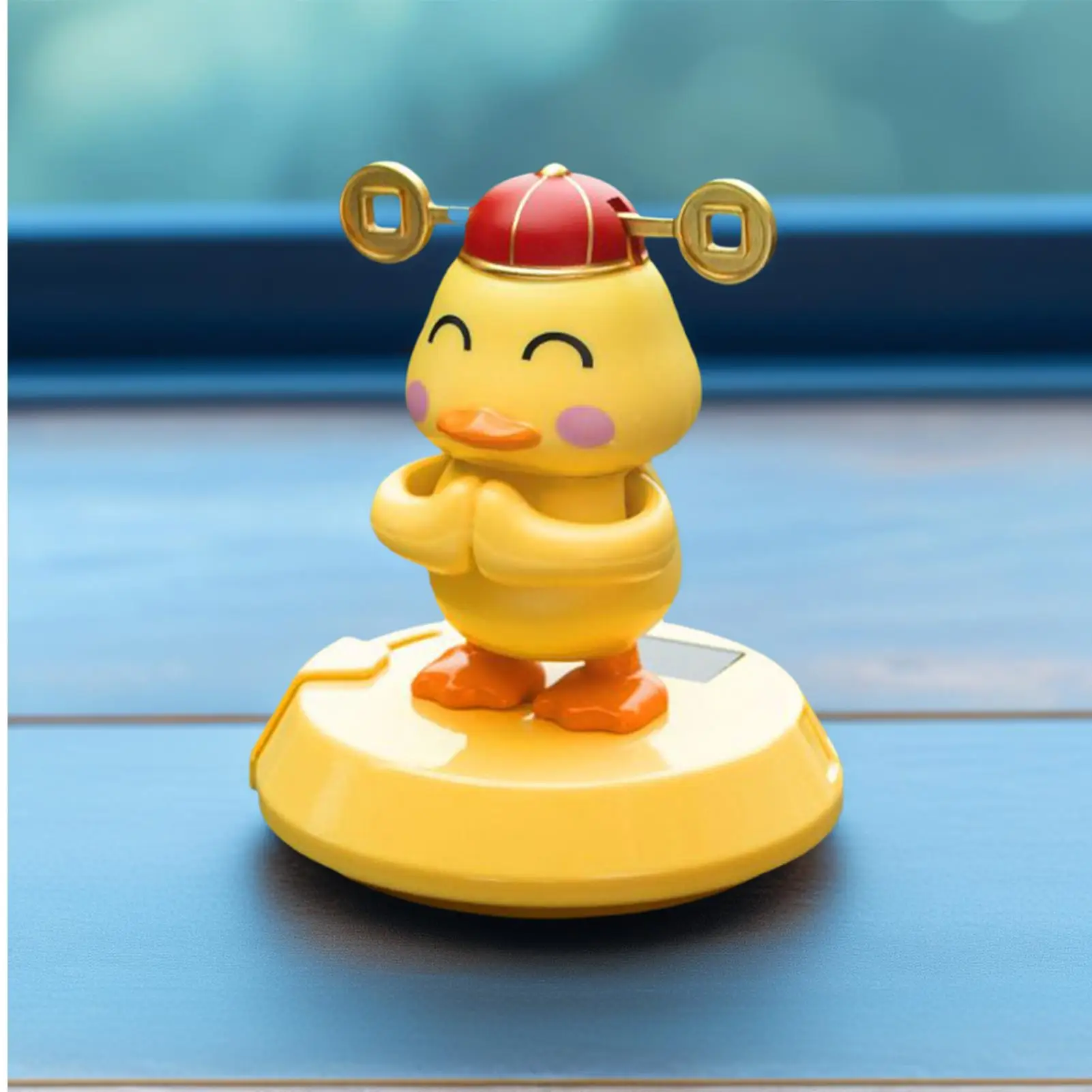 

Solar Shaking Figures Cute Yellow Shaking Head Duck Doll For Car Interior Ornament Wobble Dancer Figurines With Parking Number