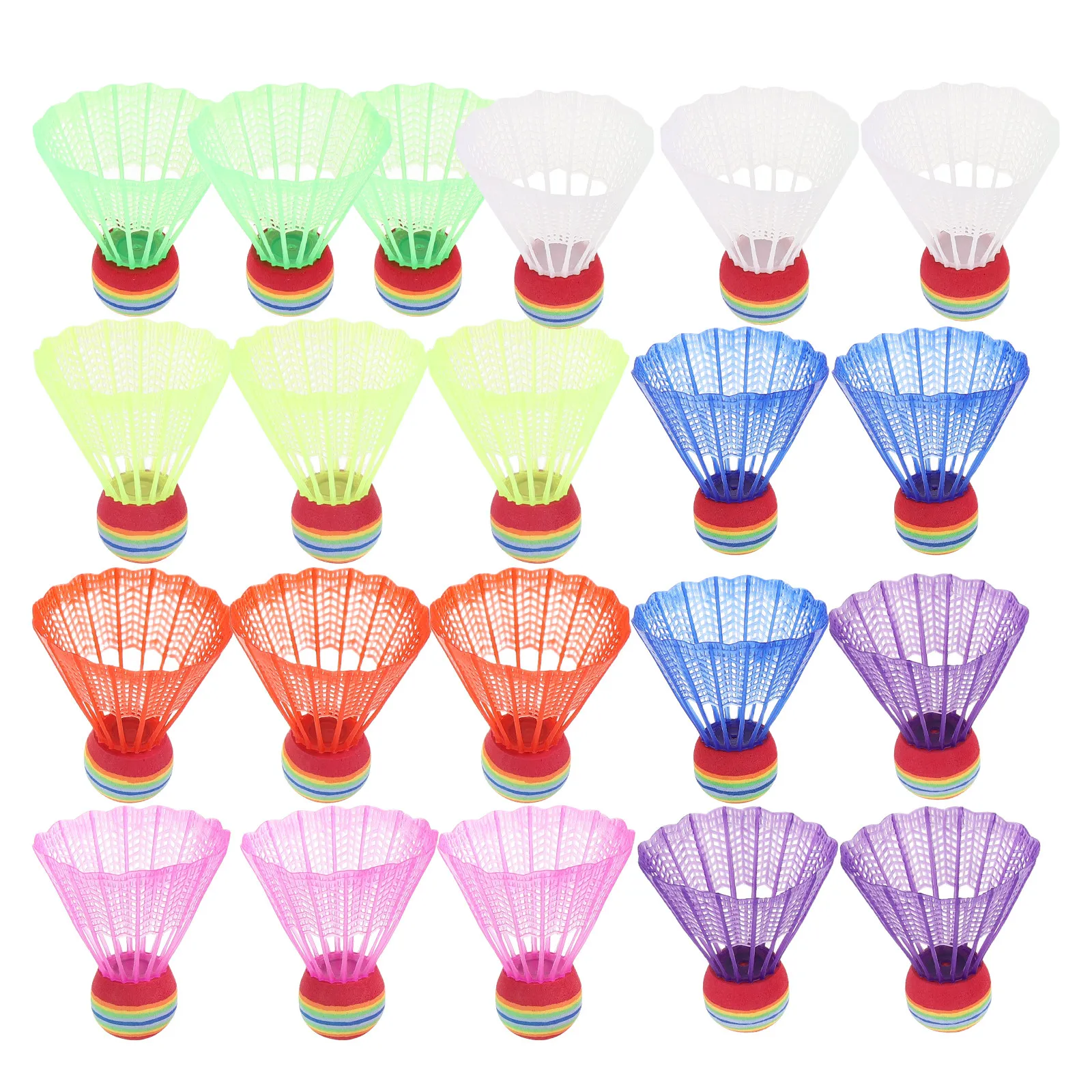 

Набор из 21 ярких пластиковых воланов для бадминтона, ветроустойчивые, для игр на улице и в помещении, для тренировок и домашних игр