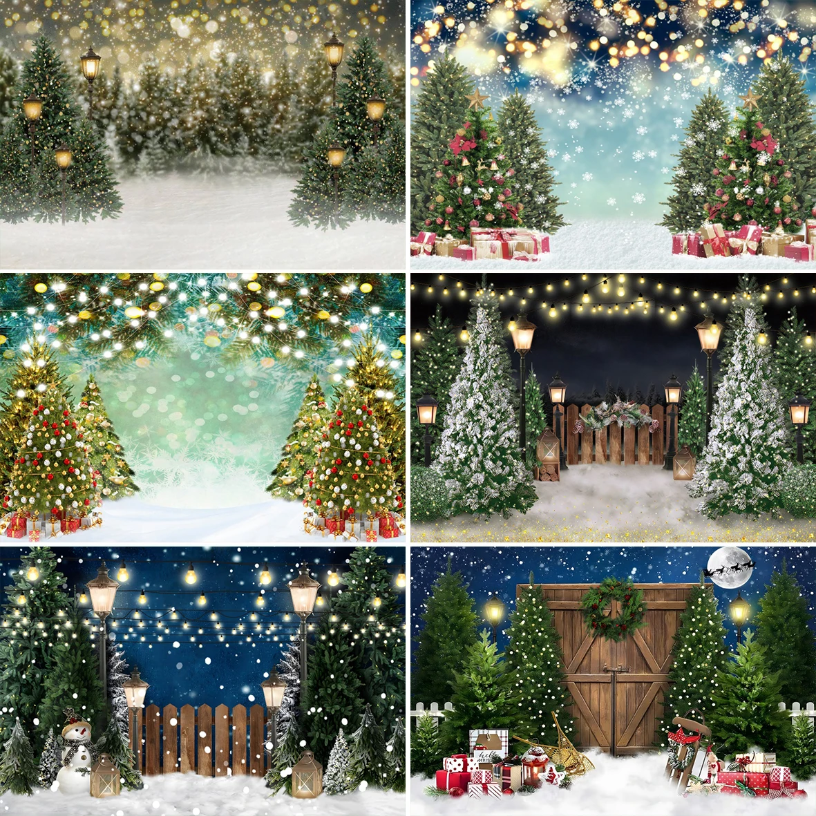 Merry Christmas Photo Background Winter Snow Forest Child Portrait Photocall Prop Scene Light Bokeh Family Photography Backdrops