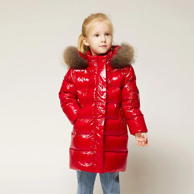 Fashion Baby Girl Boy Winter Down Jacket Thick Infant Toddler Fur Hooded Coat Long Snow Suit Zipper Warm Baby Clothes 1-7Y