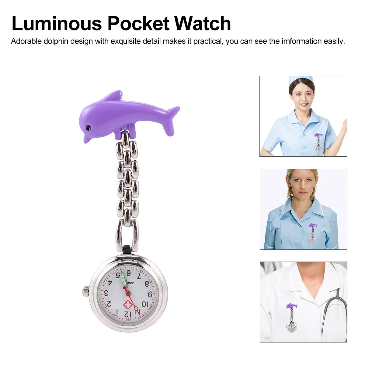 

Pocket Watch Fashion Hanging Zinc Alloy Luminous Quartz Movement Purple Doctor Portable Man Small Lightweight Durable Use