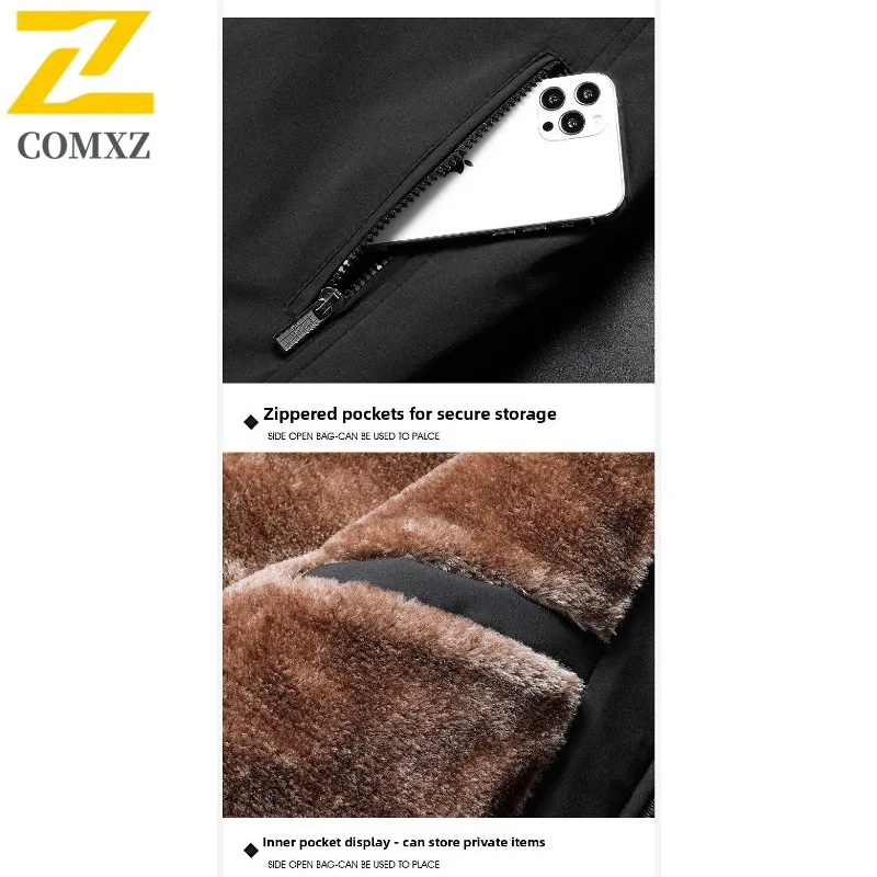 COMXZ الرجال القطن وسادة مبطنة دافئ دافئ مقاومة البرد حجم كبير التزلج السفر الشتاء سترة التخييم عالية الجودة معطف الحشو