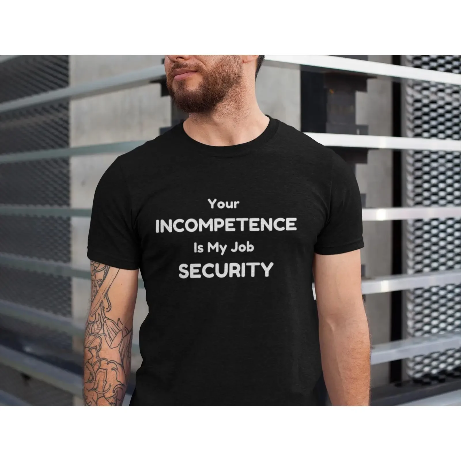 Your Incompetence Is My Job Security Funny Workplace Office Humor T Shirt Work Casual vintage Washed designer clothes Versatile