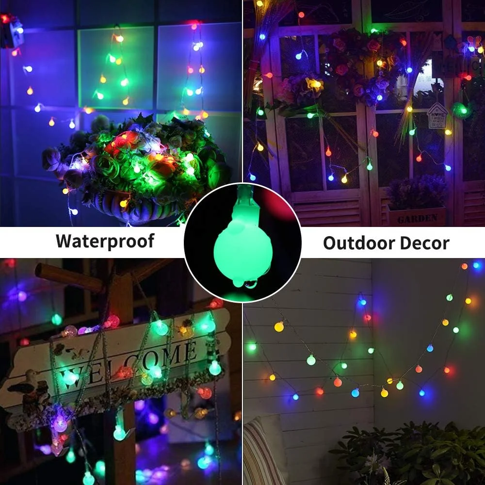 Bola LED Garden String Lights, exterior, interior, rua, USB, bateria, lâmpada de fadas, decoração de Natal, ano novo, Natal, 10m