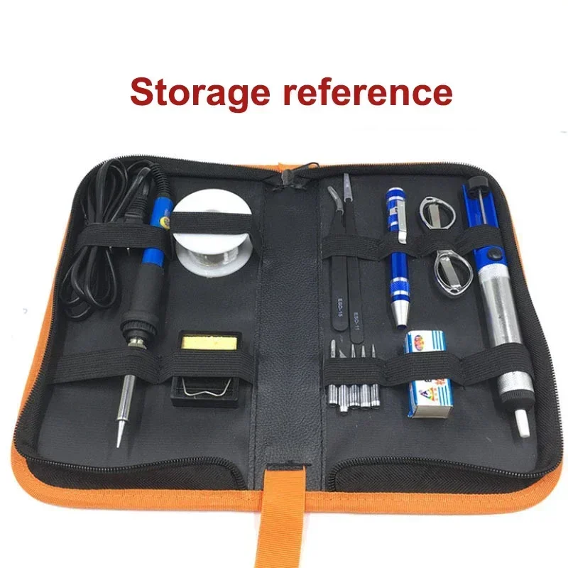 Household Repair Kit Bag Welding Tools Multimeter Leather Orange Edge Electrician Chisel Roll Electrical Tool