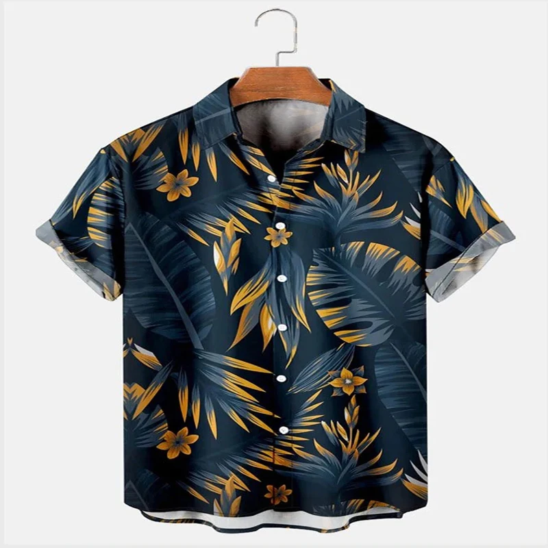 Chemise hawaïenne décontractée à manches courtes pour hommes et femmes, imprimé en 3D, avec motifs de plantes, pour loisirs, unisexe