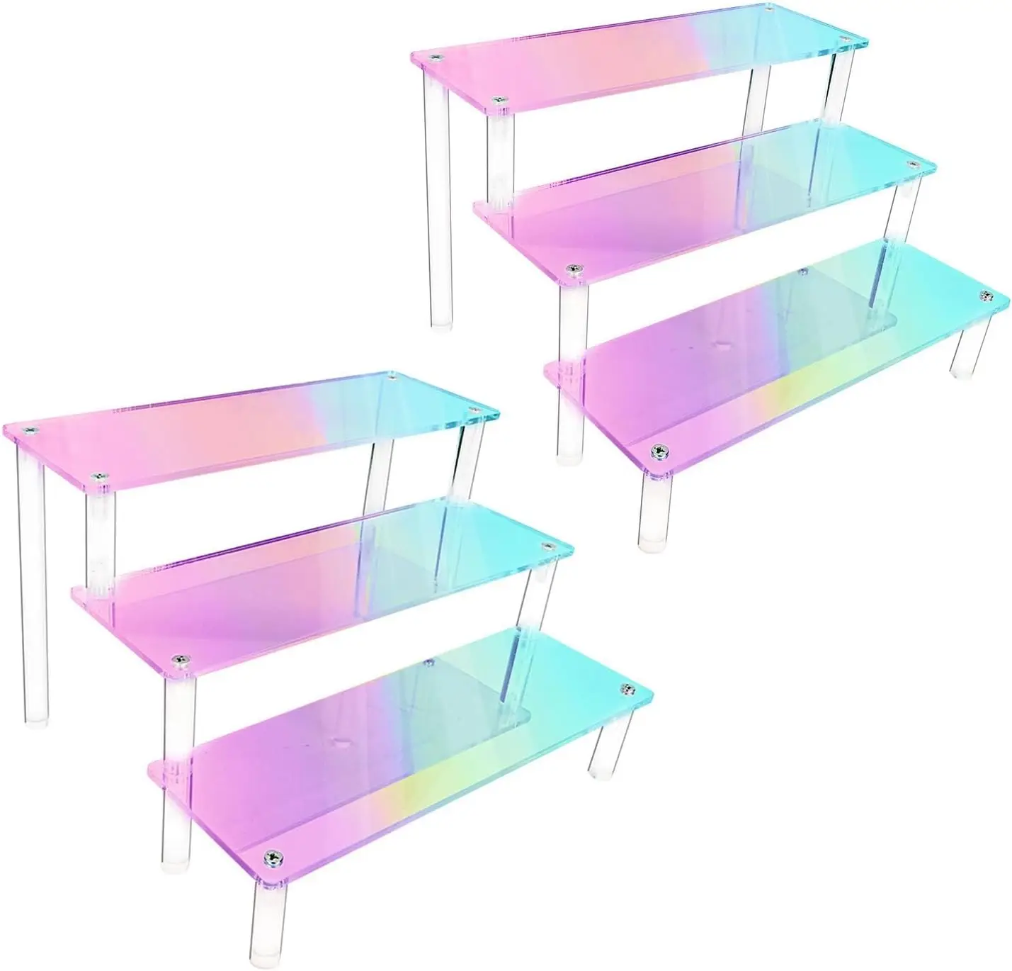 Acryl-Präsentationsständer, 3-stufig, 30 x 8 cm, schillernde Präsentationsständer, Parfüm-Organizer, Dessertständer, Präsentationsständer für Ornamente