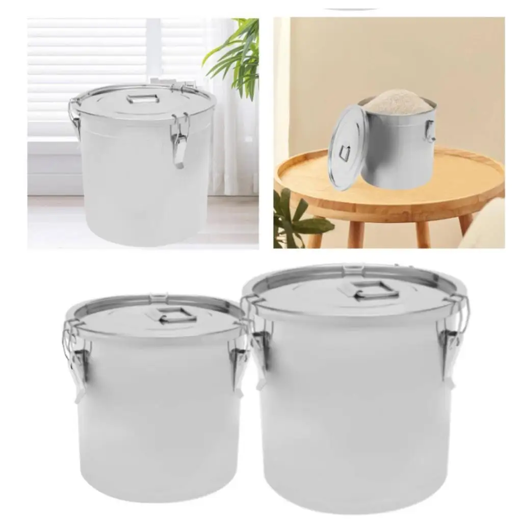 

Stainless Steel Airtight Canister Rice Cereal Grain Canister Oil Storage Can Kitchen Bucket for Preservation Storage Food