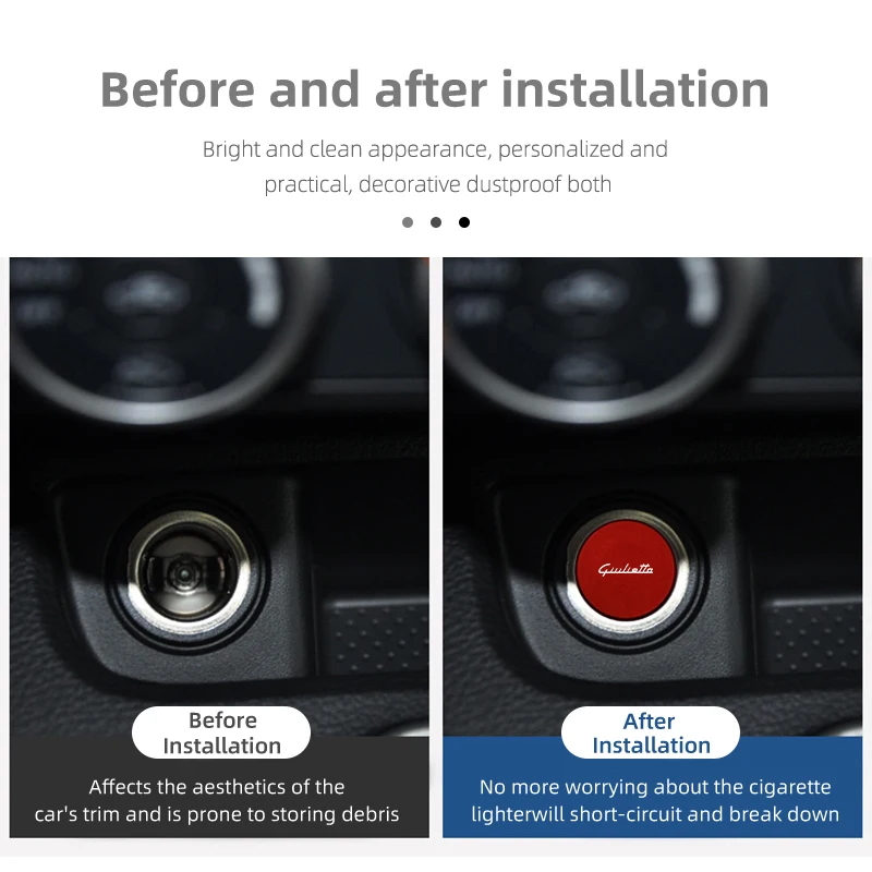 For Alfa Romeo Car Alloy Cigarette Lighter Plug Cover Dust Protection Cap Interior Accessories GT Stelvio F1 Brera Volante view 4