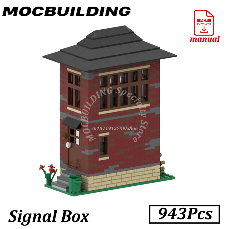 

Railway Signal Box Railroad Signal House Model City Street View Display MOC Building Blocks Brick Toys Construction