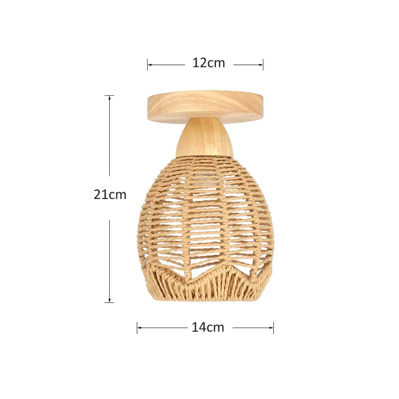 Japanese Rattan Ceiling Lamp Creative Handmade Woven Wooden Lighting Fixtures For Homestay Corridors Aisle Bedroom Ceiling Light