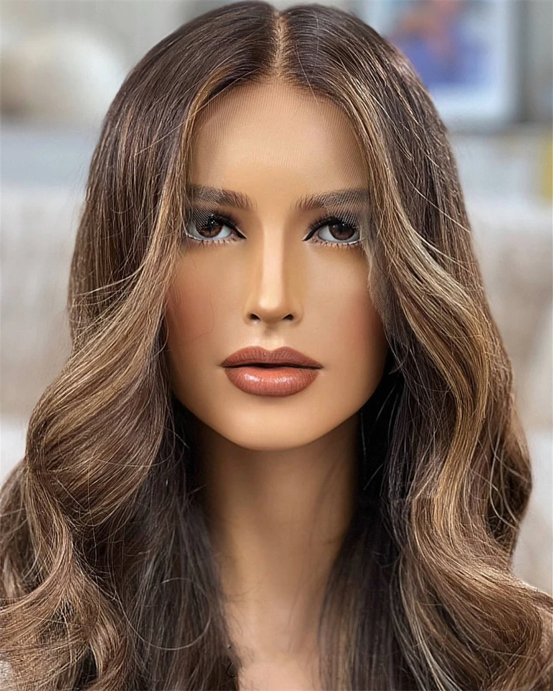 

Свободные глубокие парики на распродаже Светло-коричневые блондинки Мелирование Маленькая большая шапочка Синтетические женские парики 100% натуральная линия волос Мягкая