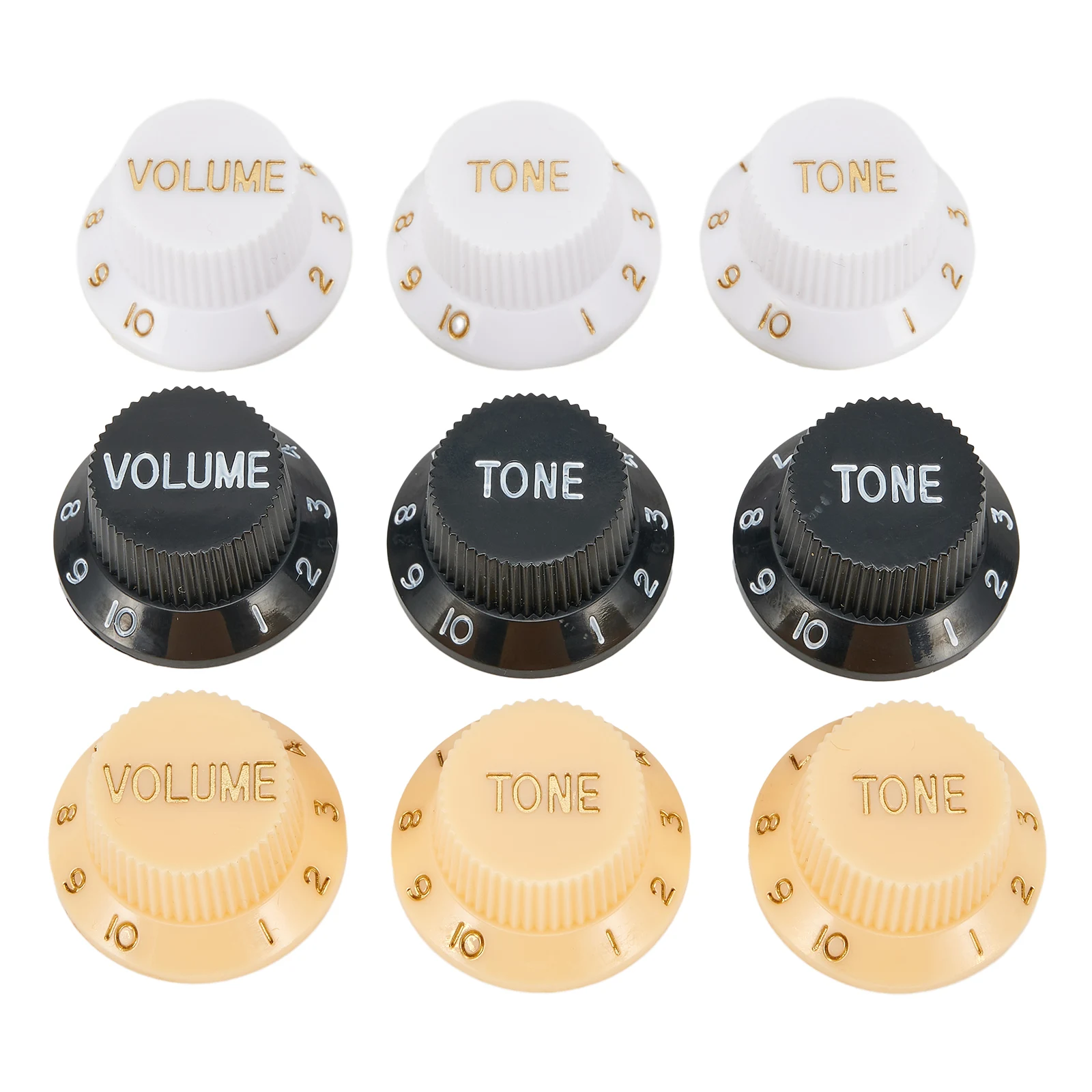 3PCS Guitar Control Knobs Plastic Guitars Strat Knob 1 Volume 2 Tone Control Knobs For Guitar Accessories White Black Yellow