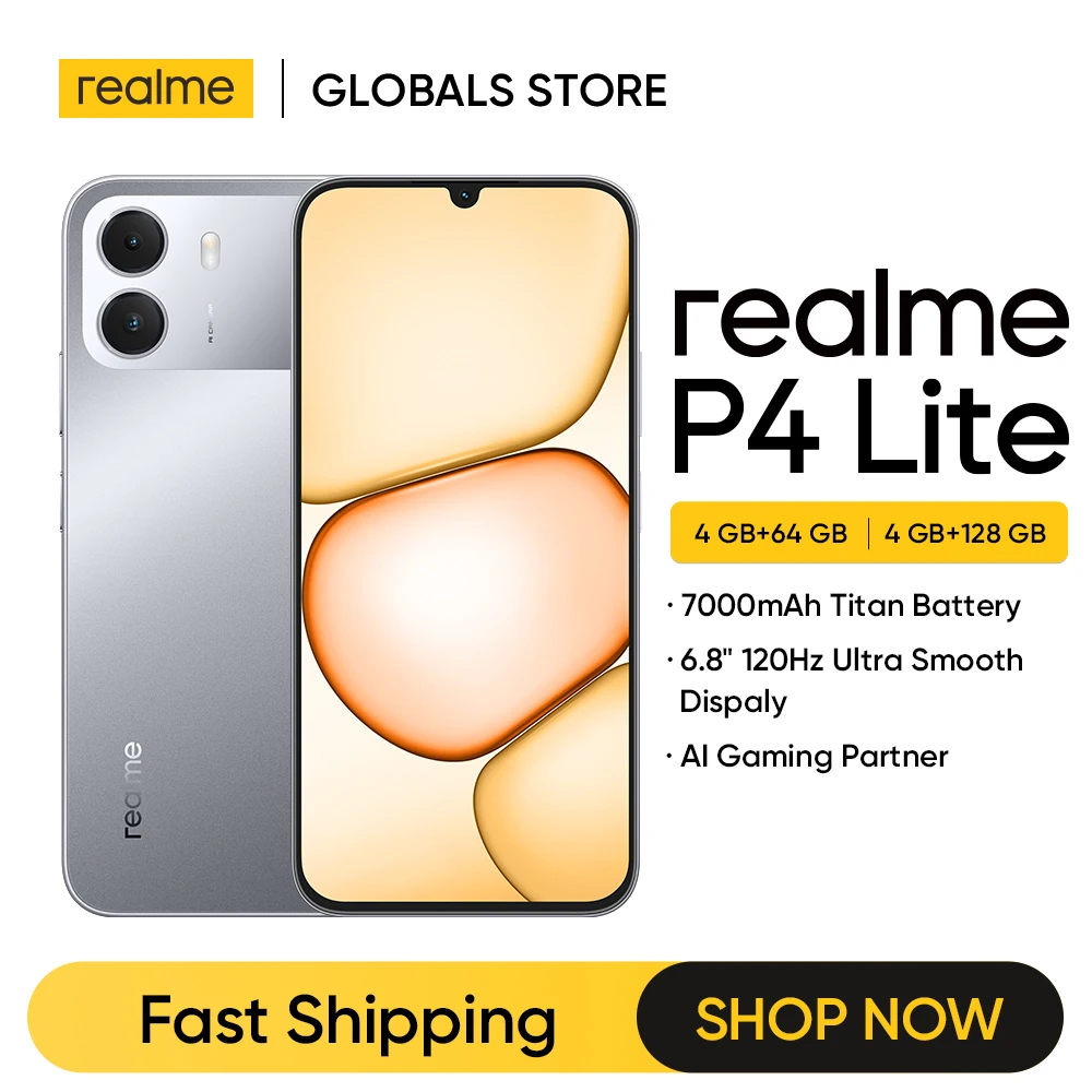 realme P4 Lite Smartphone NFC 7000mAh Battery 15W Charge 6.8\"