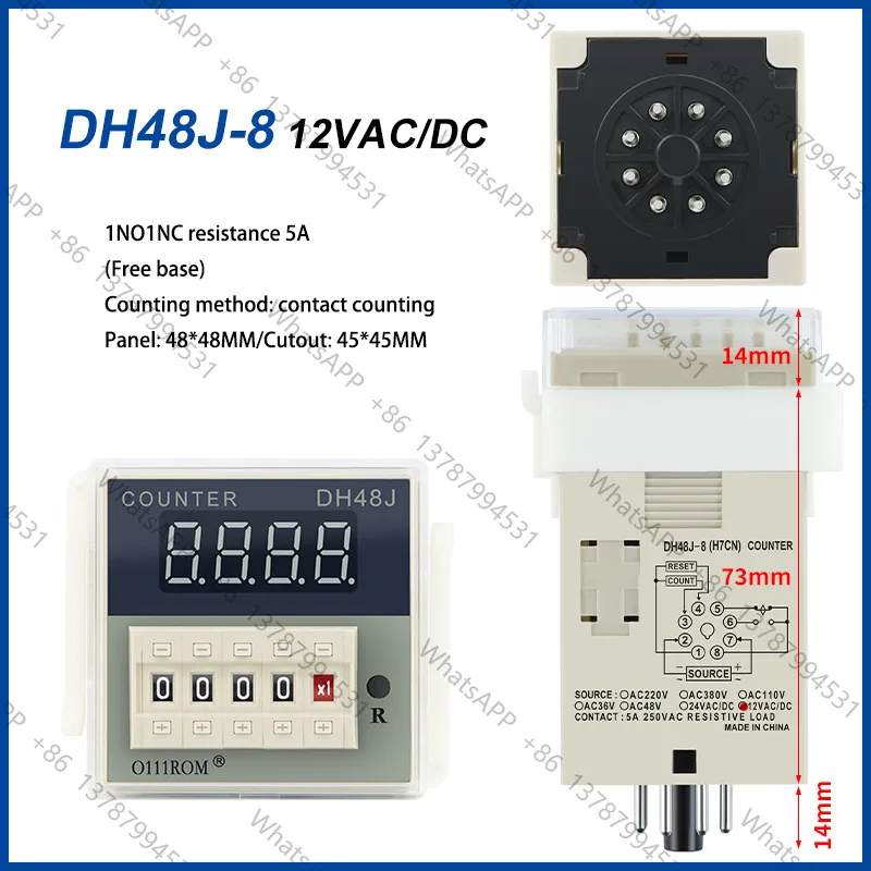 High Precision Counter DH48J-11A Digital Display Electronic Counter DH48J-A Relay Power Failure Memory