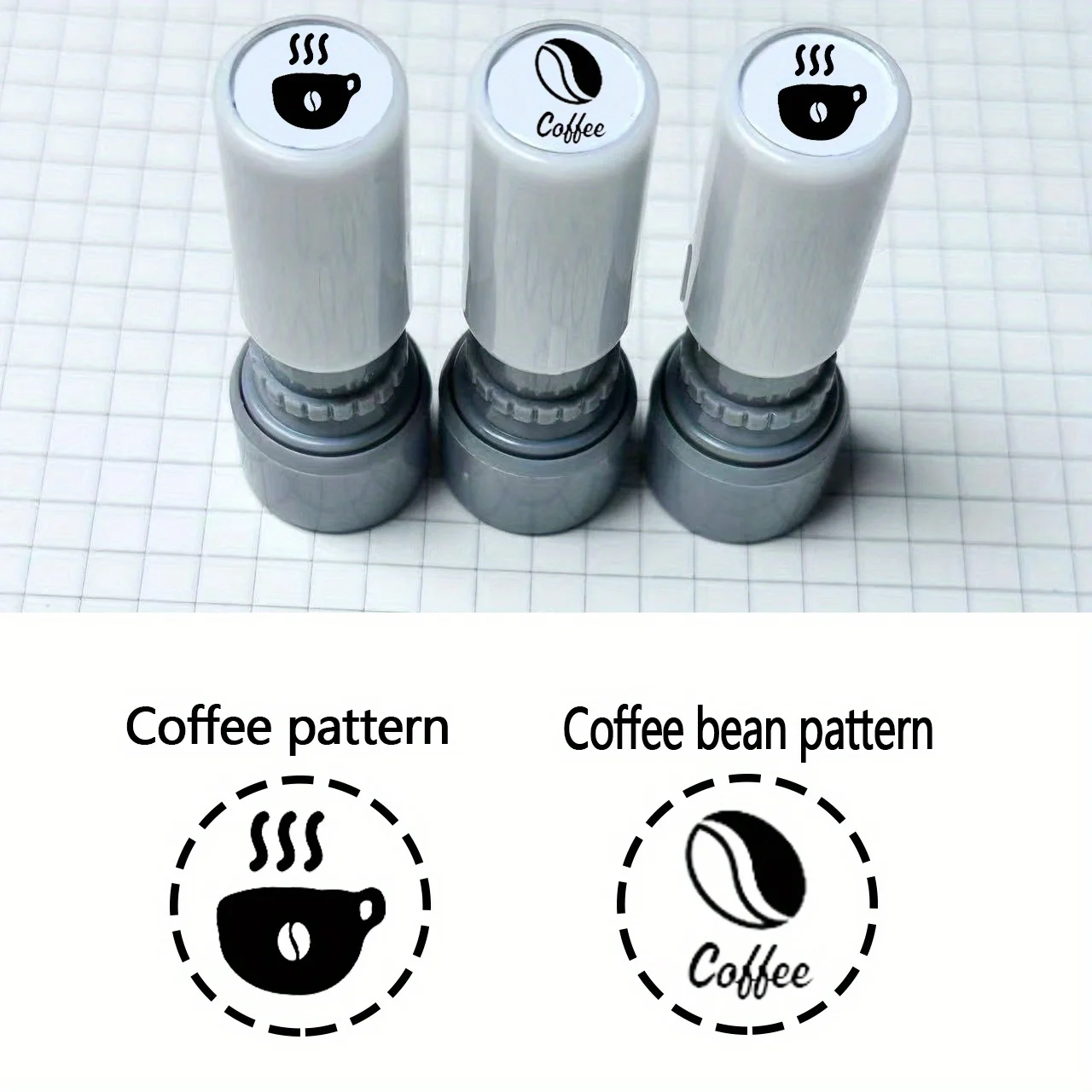 Coffee pattern stamp, suitable for coffee shop loyalty cards, durable white ABS shell, compact and portable