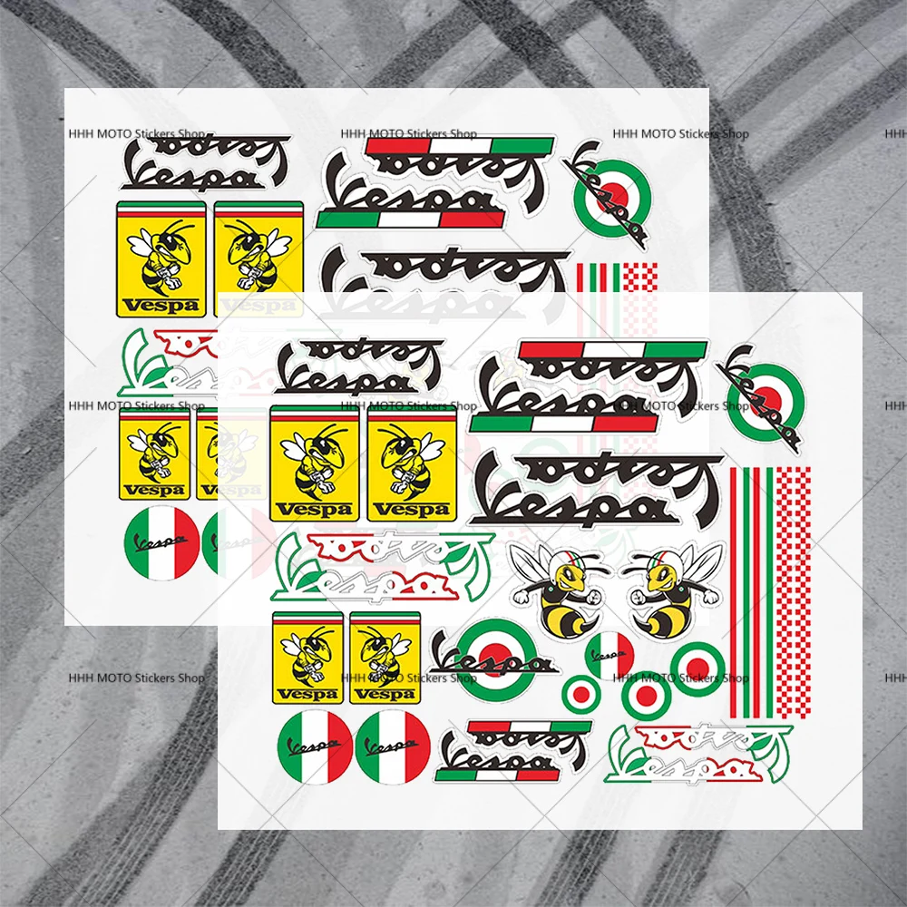 Adesivos para Motocicletas Compatíveis com Capacetes Vespa, Tanques de Combustível de Carros, Carrocerias de Veículos, Papel Autoadesivo à Prova d'Águ