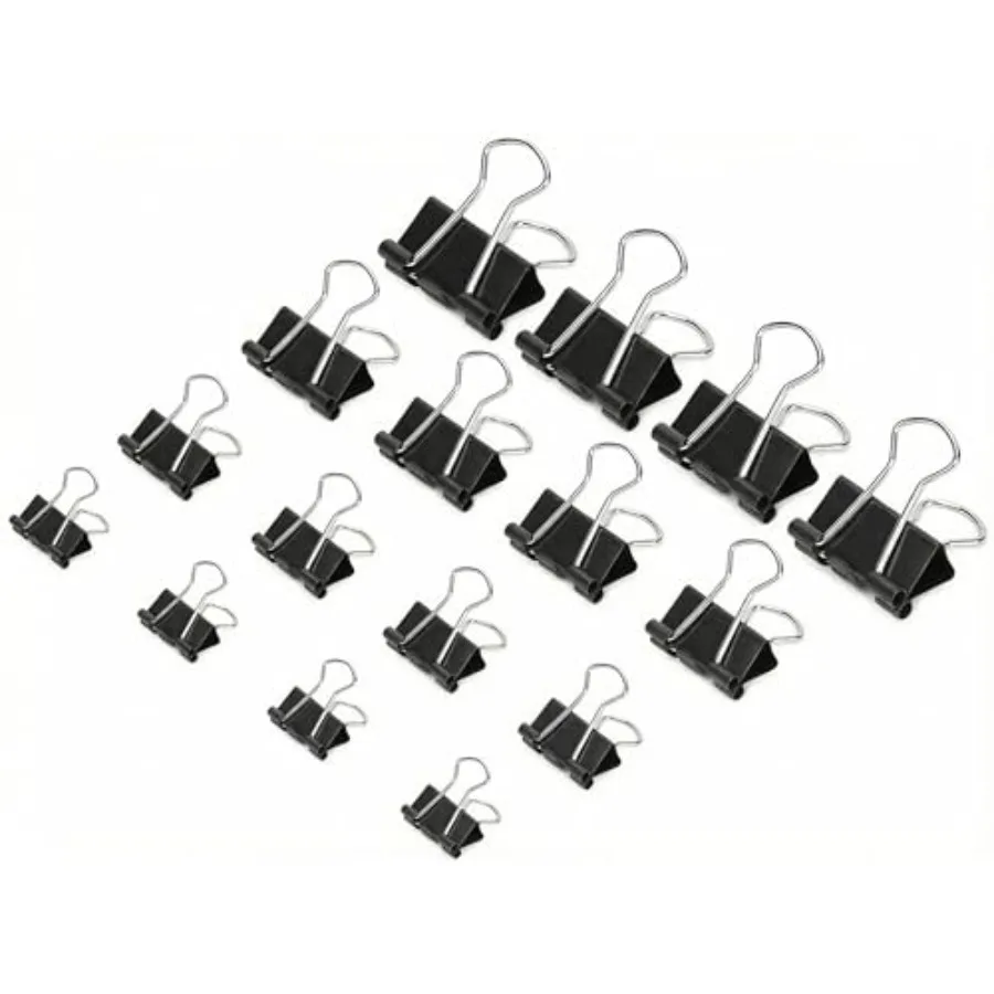 

130 Pack Binder Clips Assorted Sizes, Large Medium Small Mini 4 Sizes Mix, Paper Clamps Metal Paper Clips Set for Office School