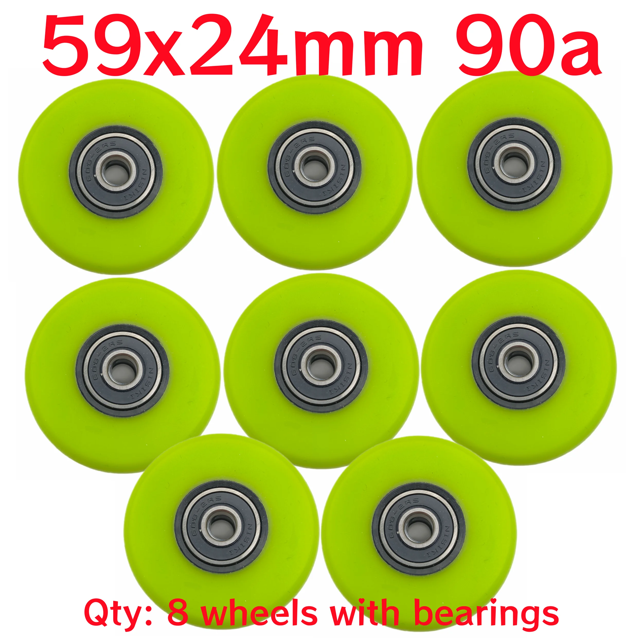 送料無料アグレッシブスケートホイール-59mm-90a-8-個-ロットグリーンカラー