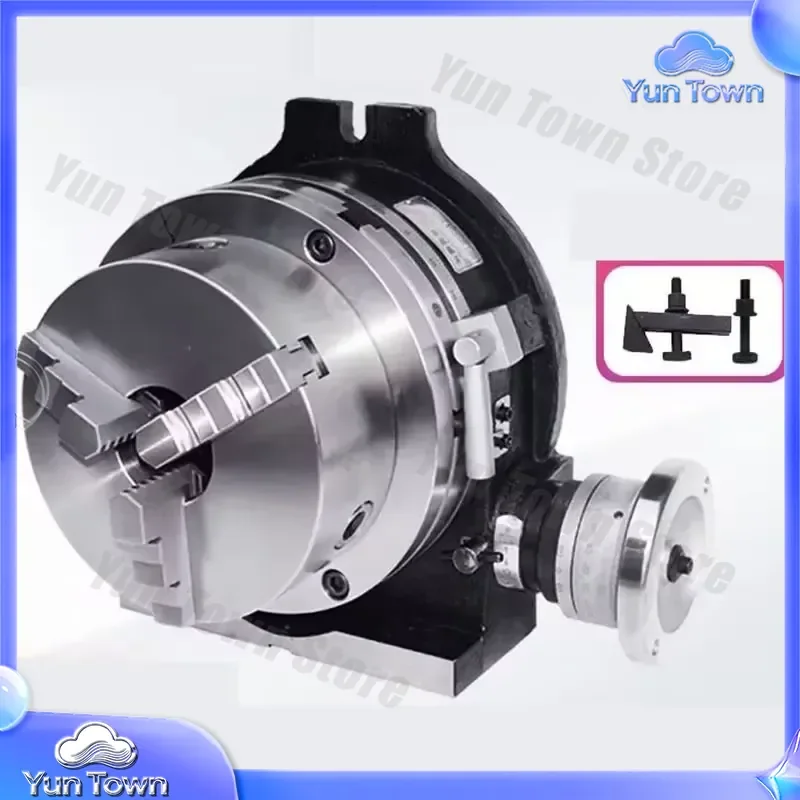 4 Inches Rotary Table Indexing Head with Universal 3-Jaw Chuck for Vertical Horizontal Metalworking Operations for CNC