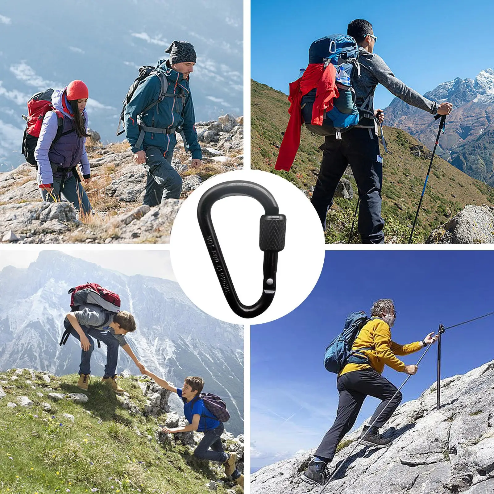 Guardline Haken-Karabiner-Rucksackhaken mit Schloss, D-förmiger Spanner aus Legierung, leichter, robuster Schlüsselring für Camping und Outdoor – Detail 7